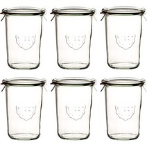 Weck 유리용기 850ml x 6병 고무 링 및 클립 2개 포함