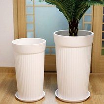 도희네화분 대형 FRP 세로줄원형화분 높이 57CM 대형화분 크고 가벼운화분 학교화분 관공서화분 실내인테리어화분, 대형FRP세로줄원형화분(중)(물받이1호형)