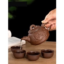 전통 자사호 다기 세트 수제 보이차 자사차호, C 340ml