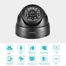 [기타보안용품] AZISHN-H.265 4MP 1080P IP 카메라 오디오 기록 돔 실내 움직임 감지 CCTV 안전보호 감시, 01 2.8mm, 01 DC 12V Camera