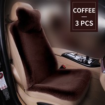 열선시트 자동차 유니버설 플러시 인조 토끼털 자동차 시트 커버 인테리어 쿠션 액세서리, 14 3-pcs coffee, 14 3-pcs coffee
