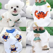 코코스튜디오 강아지옷 양털 애니멀 프린팅 티셔츠, 코코 테디벨벳 티셔츠/테디그린