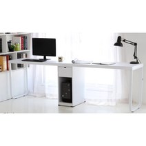 인더스트리얼 철제다리 넓은 컴퓨터 책상(220cm) 보조 초등고학년 목재 1인, 화이트