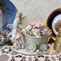 천사요정과 꽃수레 오르골 도자기인형 도자기피겨린