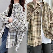 새로본 (봄가을) 투993박스체크 빅사이즈 긴팔롱블라우스 여성여자 미시