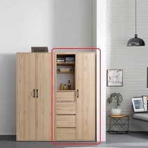 Sunshine 원목 서랍장 옷걸이 행거 다용도 보관함 선반장 일체형 800, 오크