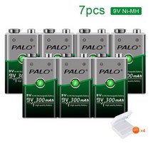 리포배터리 9v 300mah ni-mh 6f22 충전식 배터리 배터리리필, 7개