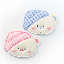 [펠트친구] 체크모자곰 와펜[1781], 핑크
