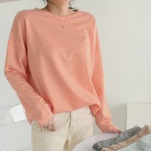 드레스날다 베이직한 루즈핏 스트라이프 잔단가라 티셔츠(tee876)