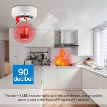 화재경보기 와이파이 무선 Tuya 연기 감지기 센서 고감도 433.92MHz 스마트 화재 경보 가스 홈 보안