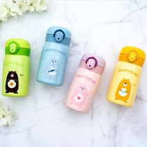 해피베어 원터치 보온보냉병 250ml 350ml 4color 어린이 유아 물병 물통 텀블러, 스카이블루