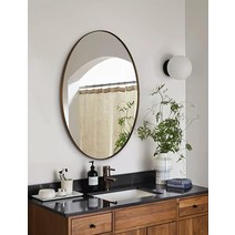 ANDY STAR 블랙 타원형 거울 55.9 x 76.2cm22 30인치 욕실 화장대 거울 매트 욕실용 스테인리스 스틸 금속 프레임 알약 벽 마운트 수평 또는 수직 691825, Brushed Bronze_22