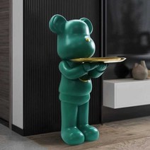 곰 모양 트레이 얼음 모양 현관 핸드 박스 우드 열쇠, 원 핸드 트레이 - 화이트 68cm