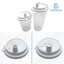 리유저블 컵 텀블러 플라스틱 다회용 용기 스프로우 프리 뚜껑, 500ml, 5개입