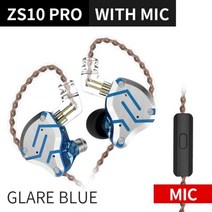KZ-ZS10프로 1DD 4BA HIFI 하이브리드 인이어 헤드셋 스포츠 소음 차단 이어버드 ZSNPRO AS12 T3 PLUS ES4 EDX프로 EDA, glare blue with mic
