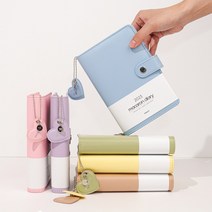 2023 미뉴잇 마카롱 다이어리+속지팩 키링 세트, 블루
