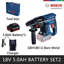충전 전기 파괴 햄머 함마 드릴 BOSCH 18V 리튬 브러시리스 해머 다기능 무선 SDS 로타리 임팩트 전동 공구 GBH180LI, 04 GBH180-li-5.0ah-box