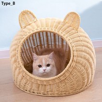 푸아이 등나무 고양이집 라탄소재 둥지하우스 사계절용 캣하우스 애견하우스PRW072, Type_B