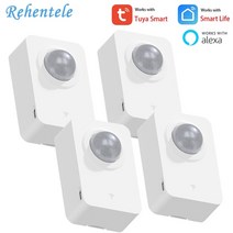 차임벨 경보기 무선벨 문열림센서 도어센서 음성안내기 센서벨 도어벨 tuya wifi pir 모션 센서 스마트 감지기 홈 무선 미니 센서 적외선 인간 모션 배터리 구동 보안 알람, 4개