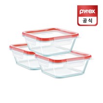 코렐 파이렉스 사각 프레쉬락 밀폐용기 950ml 3p세트, 단품