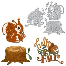 ALIBBON 카드 제작 및 스크랩북용 해바라기 새 집 다이 컷 2개 꽃 커팅 금속 템플릿 몰드 가을 나뭇잎 DIY 사진 앨범 종이 엠보싱 장식용 미국직송, 다람쥐