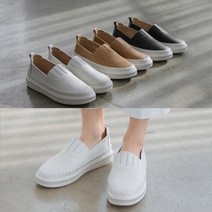 런슈즈 여성 천연가죽 큐빅 비즈 스티치 슬립온
