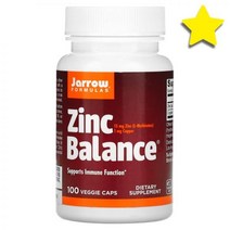 자로우 재로우 Jarrow 아연 징크 Zinc Balance 100 식물성 베지캡슐