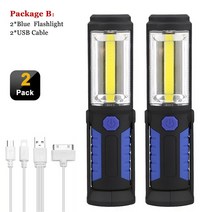 LED 후레쉬 손전등 랜턴 고휘도 작업등 미니 서치라이트 휴대용 USB 충전식 COB 야간 조명 손전등 LED 토, 02 패키지 B