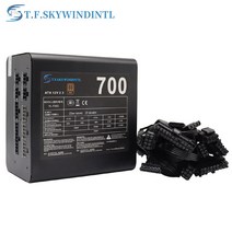 TFSKYWINDINTL PC 전원 공급 장치 700w ATX 모듈 게임용 자동 열 제어 120mm 검정색 팬 포함, 단일옵션