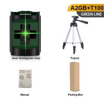 레이저 수평 휴대용 레벨 측정기 레벨러 mufasha 2 라인 레이저 레벨 셀프 레벨링, 녹색(삼각대포함)