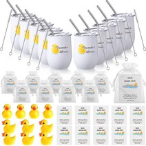 Tanlade 감사 선물 10세트 355ml(12온스) You Make a Difference 스테인리스 스틸 텀블러 컵 Ducking 카드 귀여운 레진 오리 오간자 가방 직원 학