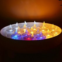 밀랍초 천연 기도 초ANNISOUL 24 pcs 전자 촛불 빛 시뮬레이션 불꽃 세트 전기 도금 갈색 유리 LED Freeshi, 05 24 pcs-box colorful