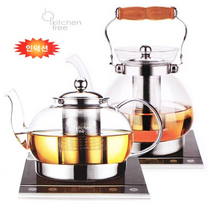키친프리 모던 인덕션포트 유리주전자 스텐망유리포트 인덕션전용 커피포트, 모던인덕션포트, 1.3L