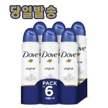 (무료배송) 도브 오리지널 에어로졸 스프레이 데오드란트 150ml 6팩, 6개