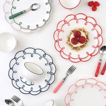 플레이팅 꽃모양 접시 세트 브런치 디저트 플라워 그릇, 퍼플, 접시L 1개