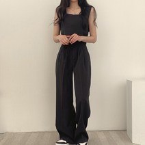 [랜덤플레이] 민소매 와이드팬츠 세트 투피스