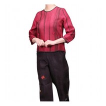 [앙탈] DB_ 천연염색 인견 줄지 블라우스 (1240 41081)