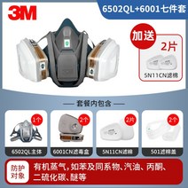 3M 가스 마스크 6200 먼지 호흡 마스크 포름 알데히드 화학 가스 산업용 먼지 스프레이 페인트 620E까지, [퀵버튼버전]6502QL+60017종세트(무기