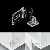 골든트리 플라스틱 미니 투명 걸고리 경첩 자물쇠 잠금 걸고리, 투명 걸이+고리 1세트