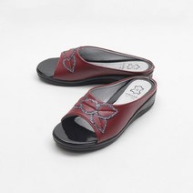 [프롬슈] 리프장식 중년 할머니 통굽 슬리퍼