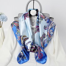 DFMEI.실크 스카프.Silk scarf.90 타월 여 스카프 크레이프 롱 타월 프린트 노점 히트 자외선 차단 숄 장식 장식