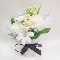 영하우스 납골당꽃다발 미니조화 꽃다발 꽃바구니 납골당꽃 부착식 성묘꽃 산소꽃 봉안당조화 추모꽃 꾸미기 납골당 꽃장식, 알리움꽃다발 화이트