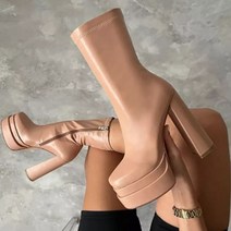 승마 부츠 롱 새로운 여성 플랫폼 청키 힐 디자이너 신발 여성용 오토바이 사이드 지퍼