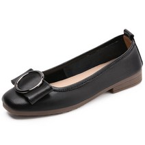 가죽모카신 리얼가죽 단화 플랫 여성신발 펌프스 엄마신발 미끄럼방지 소프트 밑창 임산부 작업 캐주얼화 2601314037, 39, 블랙