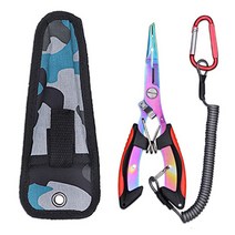 스테인리스 티타늄 코팅 다기능 낚시 플라이어 라인 바늘빼기 봉돌압착 낚시공구, 빨간색