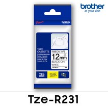 브라더 브라더정품 Tze-R231_화이트/블랙리본_12mmx4m, TZe-R231 흰색바탕/검정글씨