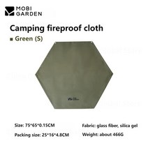 Mobi Garden 캠핑 내화 천 실리콘 코팅 육각 난연 바닥 천 250℃ 고온 저항 매트, 푸성귀, 1개