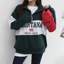 여성용 빅사이즈 몬티나 반집업 맨투맨 오버핏