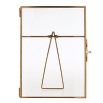 테이블 액자 철제 사진 유리 독립형 그림 프레임 초상화 홀더, 골드, T01-13 x 18 cm