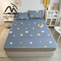 MOHEGIA 여름 가정용 세탁 가능한 여름 매트리스 아이스 실크 라텍스 매트, 2.0*2.2m 침대, 스타 언약-블루